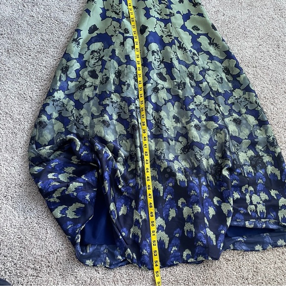 Banana Republic Fit&Flare Satin Maxi Floral Dress Size 4 Blue Green - Picture 16 of 16